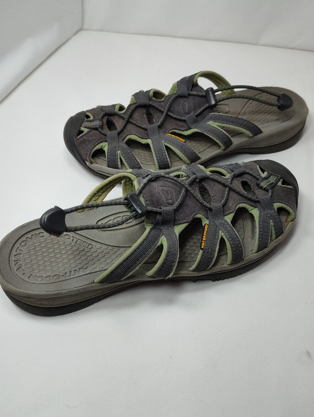 KEEN Unisex Gray & Olive Waterproof Mules Whisper.  Wms Size 8   Men's 6.5